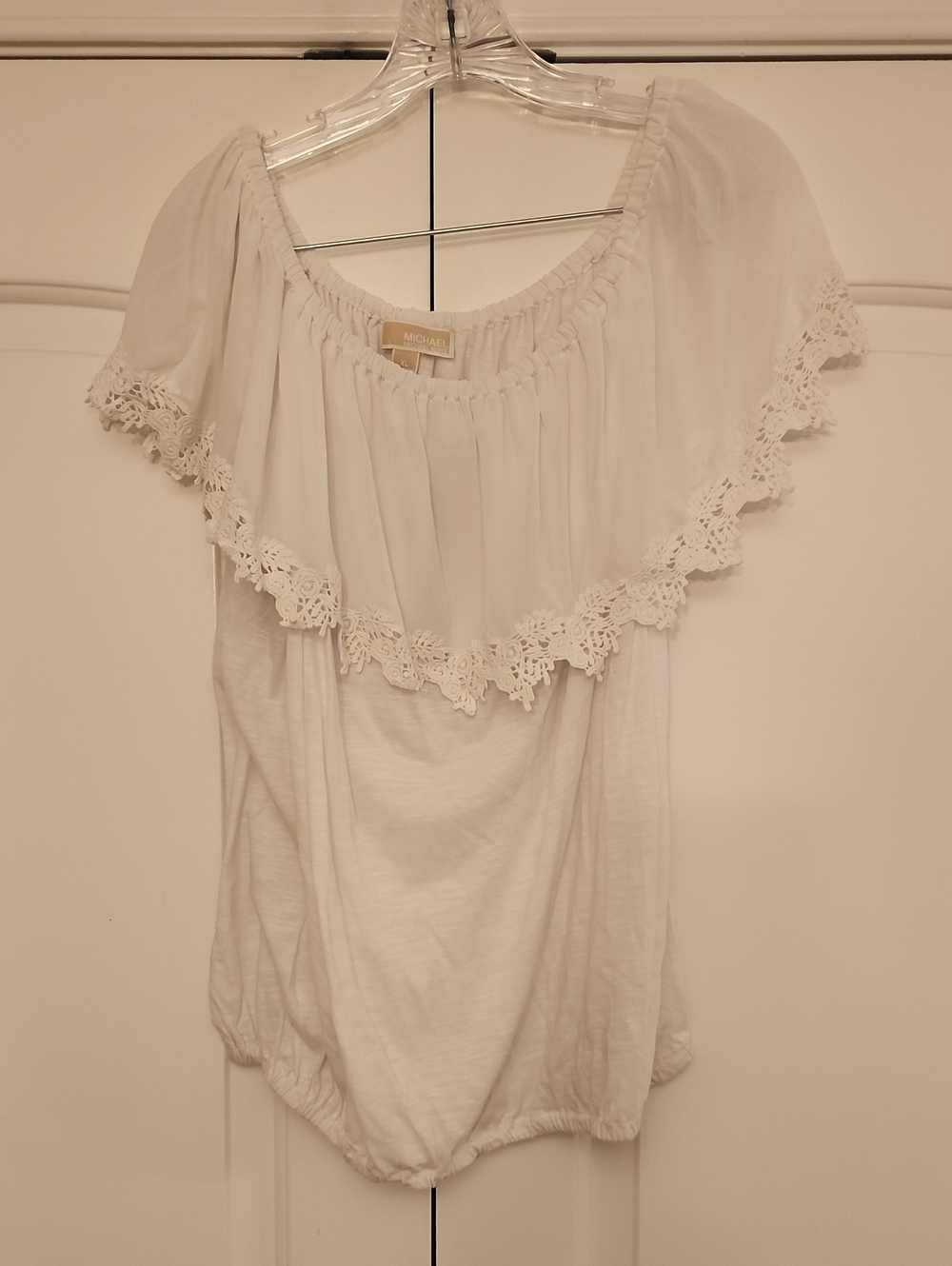 Michael Kors White Elastic-Neck Blouse